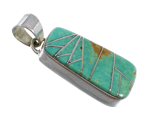Genuine Sterling Silver And Turquoise Inlay Southwest Pendant WX58513