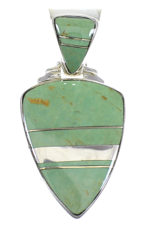 Turquoise Inlay Sterling Silver Southwest Pendant WX58542