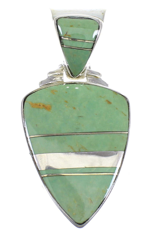 Turquoise Inlay Sterling Silver Southwest Pendant WX58542