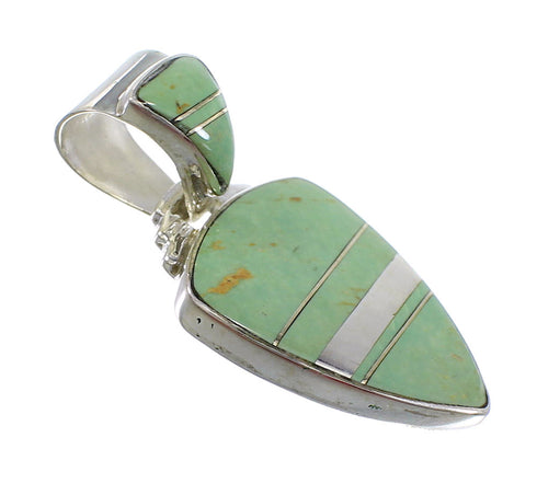 Turquoise Inlay Sterling Silver Southwest Pendant WX58542