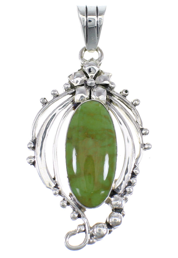 Turquoise And Sterling Silver Flower Southwest Slide Pendant WX58577