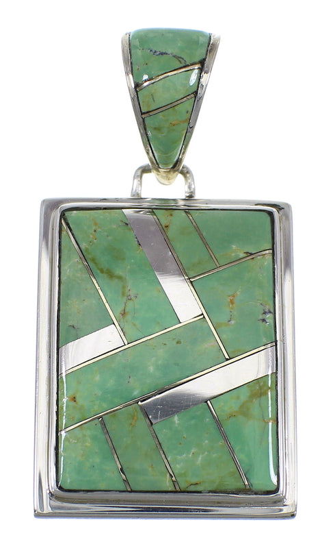 Southwestern Genuine Sterling Silver And Turquoise Reversible Pendant WX58702