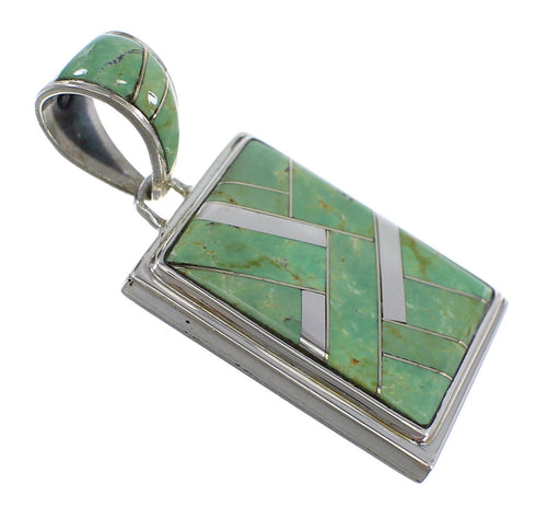 Southwestern Genuine Sterling Silver And Turquoise Reversible Pendant WX58702