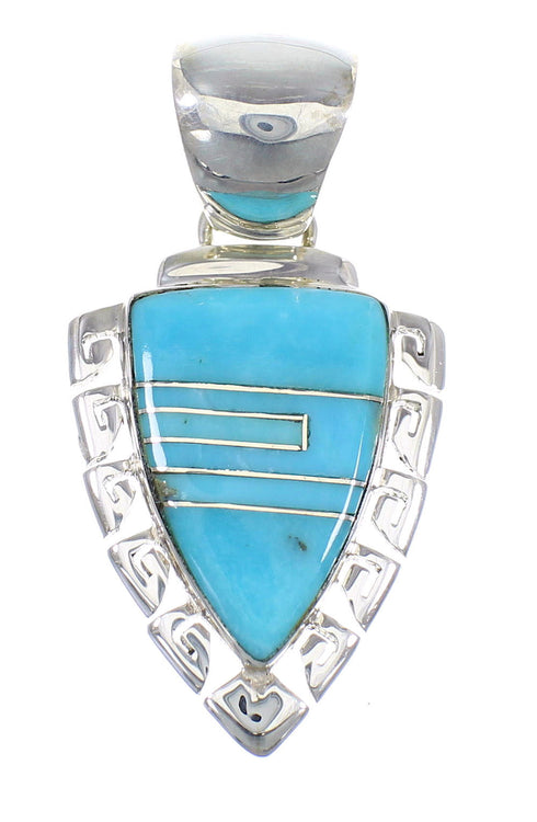 Genuine Sterling Silver Turquoise Inlay Pendant EX56473