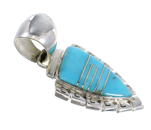 Genuine Sterling Silver Turquoise Inlay Pendant EX56473