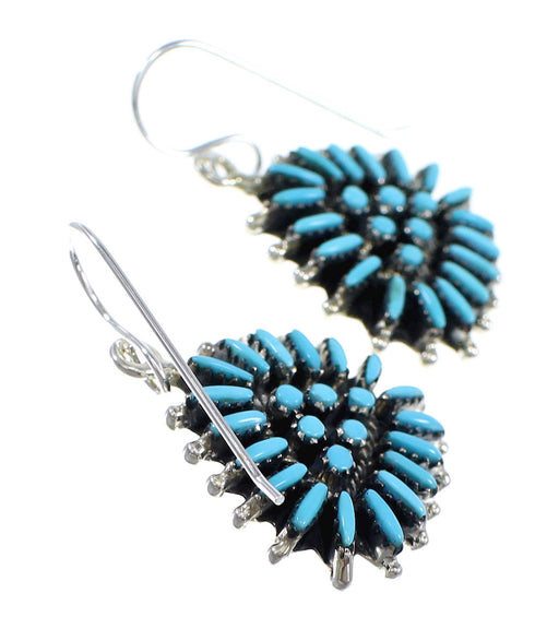 Sterling Silver Southwest Turquoise Needlepoint Hook Dangle Earrings RX56708