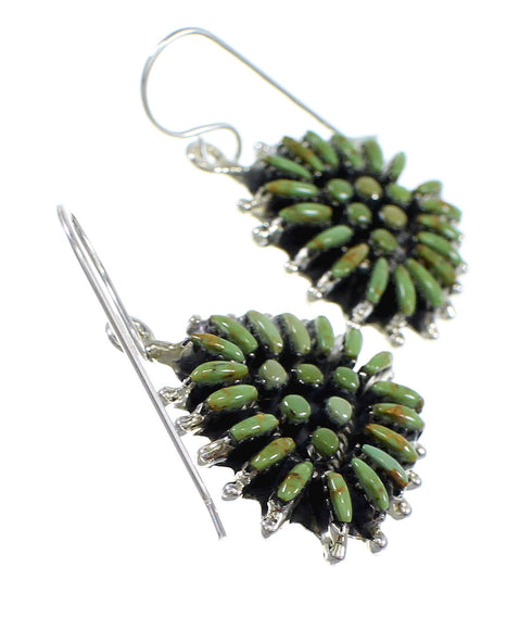 Southwestern Turquoise Needlepoint Sterling Silver Hook Earrings RX56717