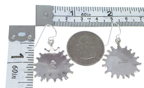 Southwestern Turquoise Needlepoint Sterling Silver Hook Earrings RX56717