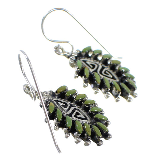 Authentic Sterling Silver Water Wave Turquoise Needlepoint Hook Dangle Earrings RX56725