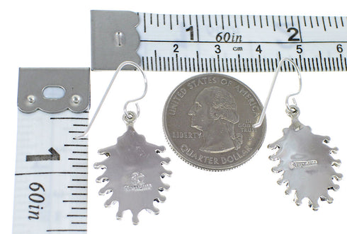 Authentic Sterling Silver Water Wave Turquoise Needlepoint Hook Dangle Earrings RX56725