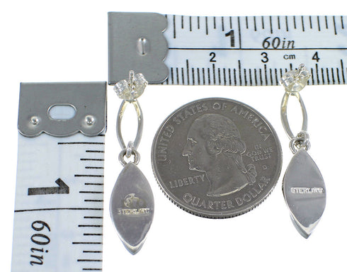 Southwest Turquoise Sterling Silver Post Dangle Earrings RX56490