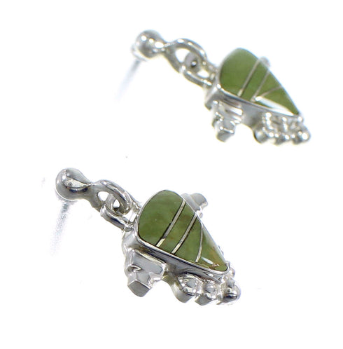 Authentic Sterling Silver Turquoise Inlay Post Dangle Earrings RX56492