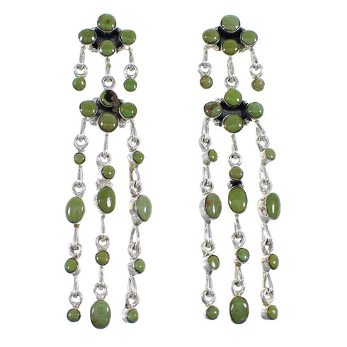 Genuine Sterling Silver Southwestern Turquoise Post Dangle Earrings RX56499