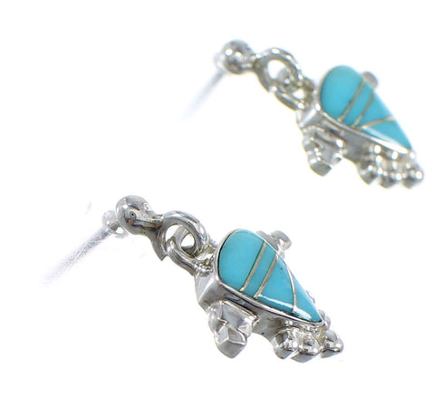 Turquoise And Sterling Silver Post Dangle Earrings RX56510
