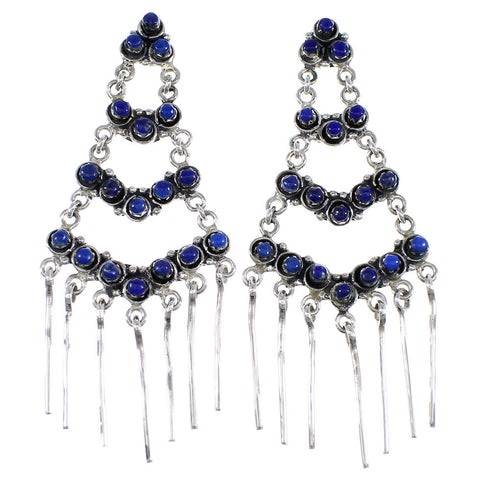 Authentic Sterling Silver And Lapis Post Dangle Earrings RX56517