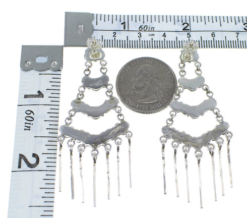 Authentic Sterling Silver And Lapis Post Dangle Earrings RX56517