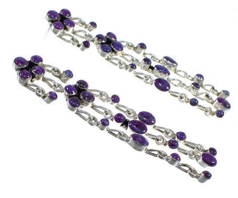 Southwestern Magenta Turquoise Sterling Silver Post Dangle Earrings RX56520