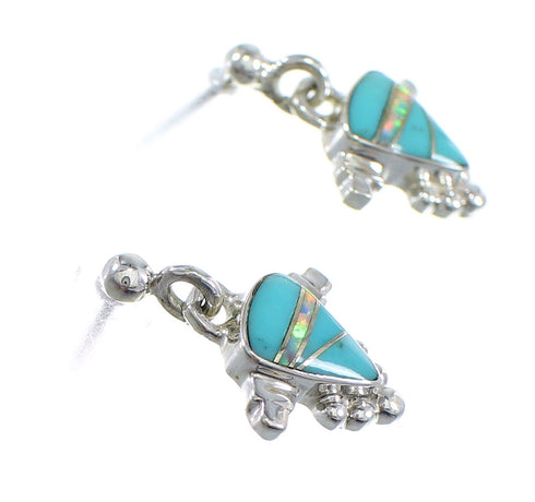 Turquoise Opal Southwest Sterling Silver Post Dangle Earrings RX56542