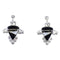 Jet And Mother Of Pearl Inlay Sterling Silver Post Dangle Earrings RX56551