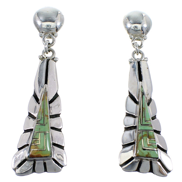 Sterling Silver Southwestern Turquoise Inlay Post Dangle Earrings RX57070