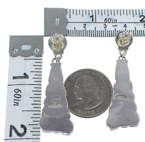 Sterling Silver Southwestern Turquoise Inlay Post Dangle Earrings RX57070