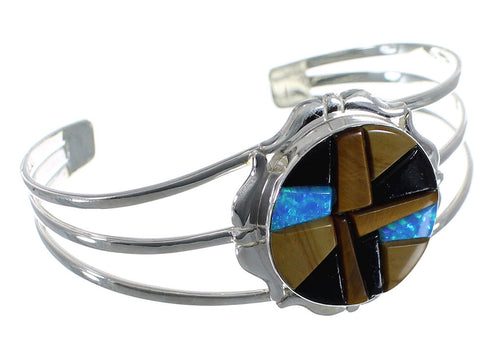Multicolor Genuine Sterling Silver Southwest Cuff Bracelet VX59377