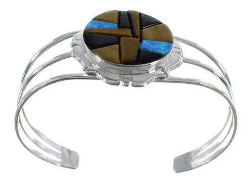 Multicolor Genuine Sterling Silver Southwest Cuff Bracelet VX59377