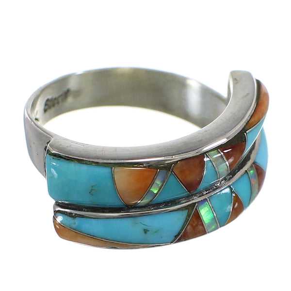 WhiteRock Wild Fire Multicolor Sterling Silver Ring Size 6-3/4 EX56960