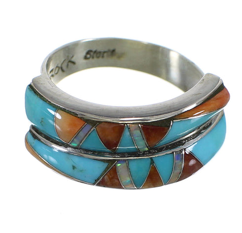WhiteRock Wild Fire Multicolor Sterling Silver Ring Size 6-3/4 EX56960