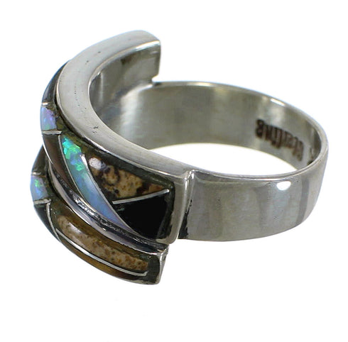 WhiteRock Rocky Trails Multicolor Sterling Silver Ring Size 5-3/4 EX56986