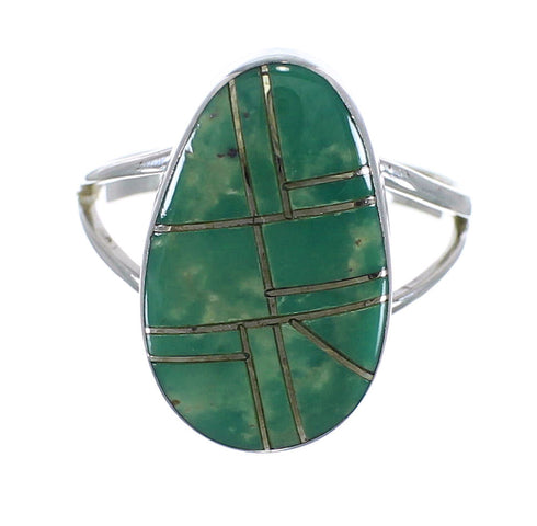 Southwest Genuine Sterling Silver And Turquoise Inlay Ring Size 6-1/4 WX58724