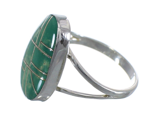 Southwest Genuine Sterling Silver And Turquoise Inlay Ring Size 6-1/4 WX58724