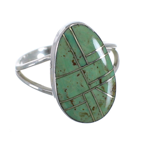Sterling Silver And Turquoise Inlay Southwest Ring Size 6-3/4 WX58734