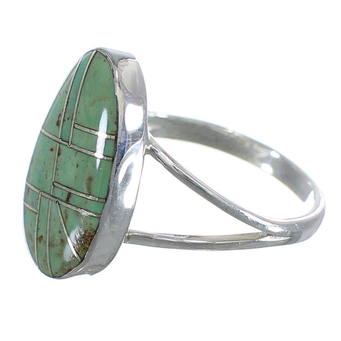 Sterling Silver And Turquoise Inlay Southwest Ring Size 6-3/4 WX58734