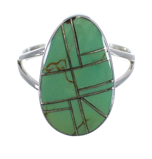 Turquoise Inlay And Silver Southwestern Ring Size 7-1/4 WX58746