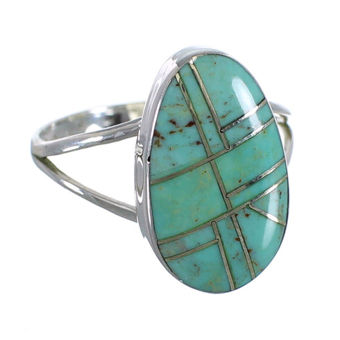 Silver And Turquoise Inlay Southwest Ring Size 8-3/4 WX58750