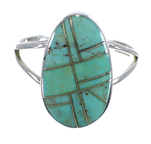 Silver And Turquoise Inlay Southwest Ring Size 8-3/4 WX58750