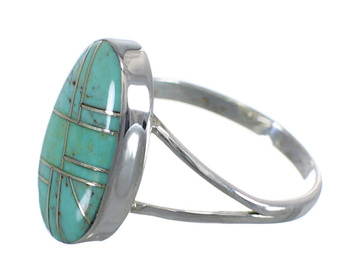 Silver And Turquoise Inlay Southwest Ring Size 8-3/4 WX58750