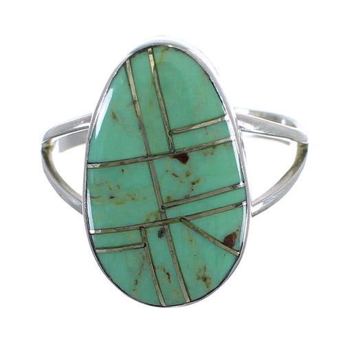 Turquoise Inlay Southwest Silver Ring Size 6-3/4 WX58755