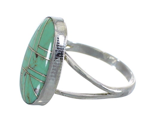 Turquoise Inlay Southwest Silver Ring Size 6-3/4 WX58755