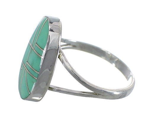 Authenic Sterling Silver And Turquoise Inlay Southwest Ring Size 6-1/4 WX58768