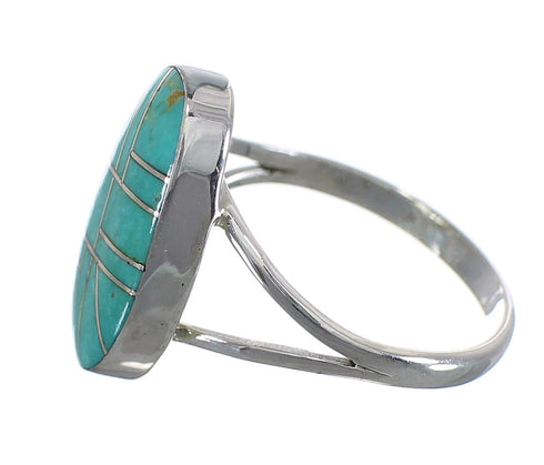 Genuine Sterling Silver Southwestern Turquoise Ring Size 5-3/4 WX58817