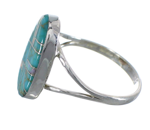 Authentic Sterling Silver Turquoise Opal Inlay Ring Size 7-1/4 RX57547