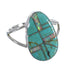 Southwest Silver Turquoise And Opal Inlay Ring Size 8-1/4 RX57567