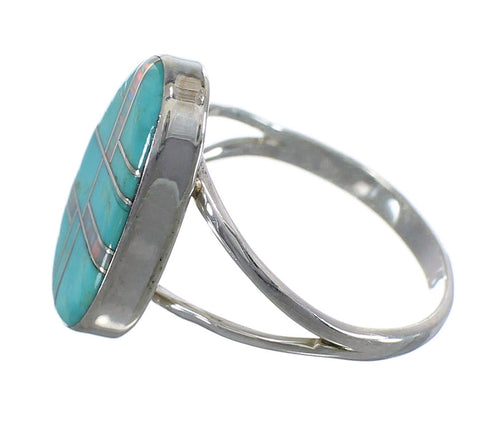 Turquoise Opal Inlay Authentic Sterling Silver Ring Size 5-3/4 RX57569