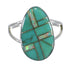 Southwestern Turquoise And Opal Inlay Silver Ring Size 5-1/4 RX57610
