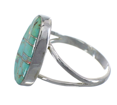 Genuine Sterling Silver Turquoise Opal Inlay Ring Size 5-1/4 RX57617