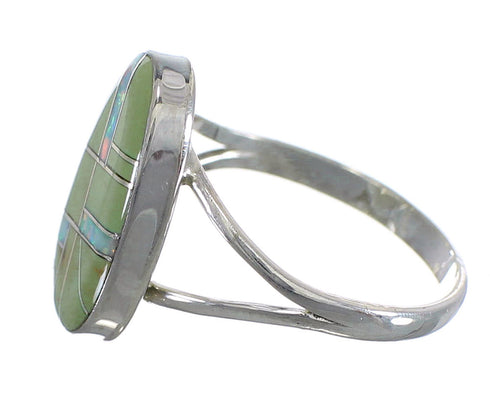 Southwestern Opal Turquoise Inlay Sterling Silver Ring Size 7-3/4 RX57729