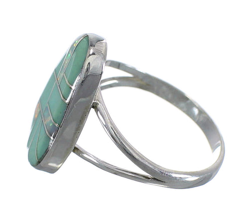 Turquoise And Opal Inlay Sterling Silver Ring Size 6-3/4 RX57765
