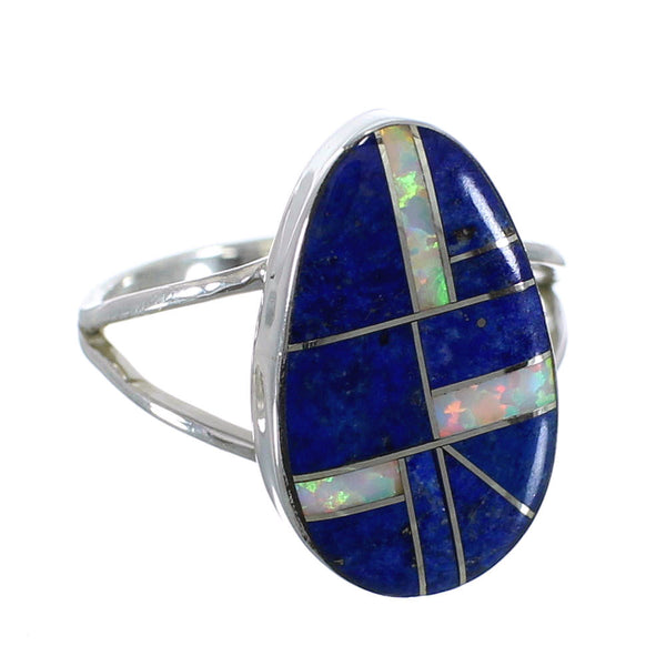 Lapis Opal Inlay Genuine Sterling Silver Ring Size 5-1/4 RX58849